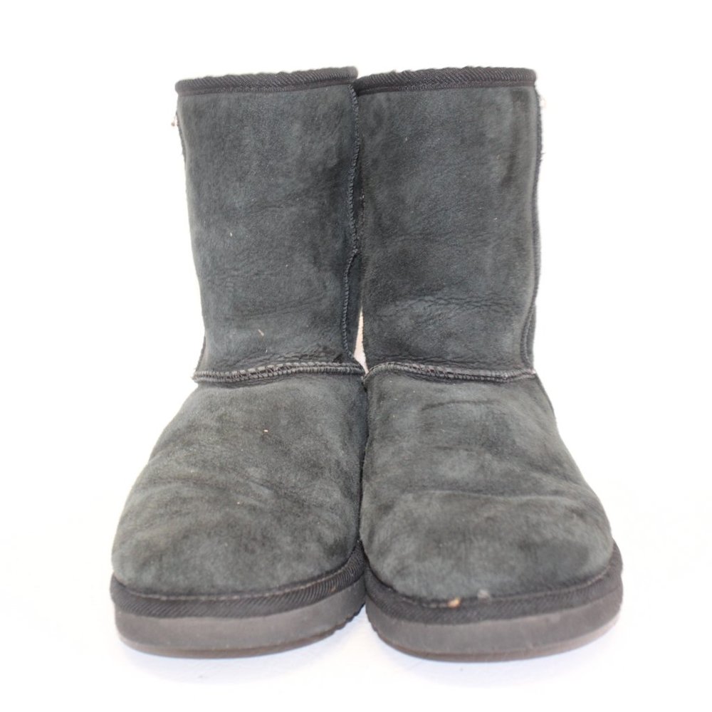 UGG Australia Classic Mid Calf Sheepskin Suede Boots Black Style F8006 #125 - Picture 3 of 11